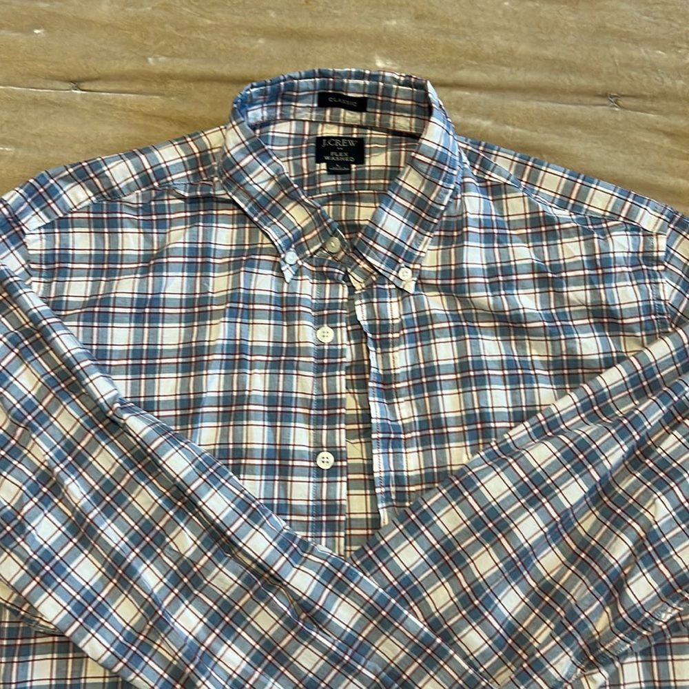 Red, White, Blue plaid JCrew button down